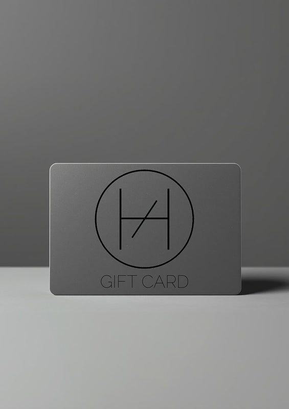 Gray gift card with a logo and 'Gift Card' text on a gray background