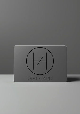 Gray gift card with a logo and 'Gift Card' text on a gray background